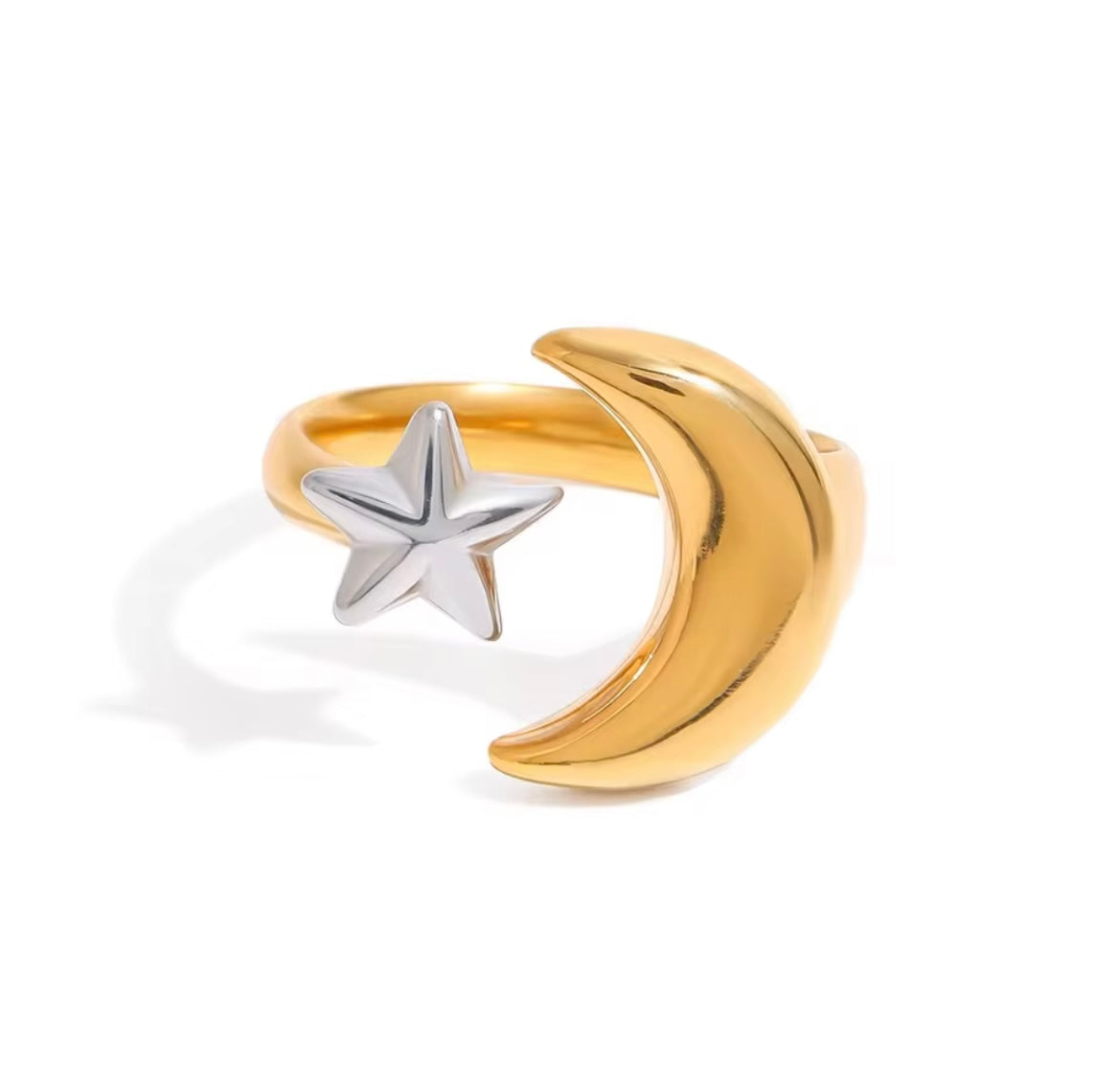 Celeste moon and star ring