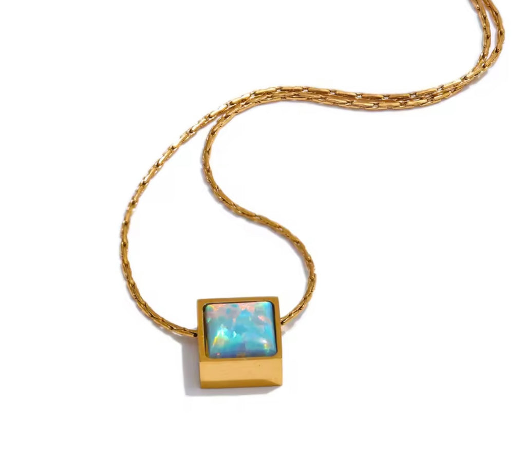 Cubed Opal Necklace
