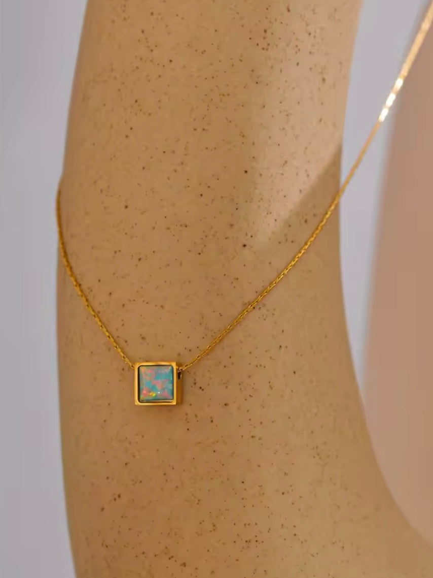 Cubed Opal Necklace