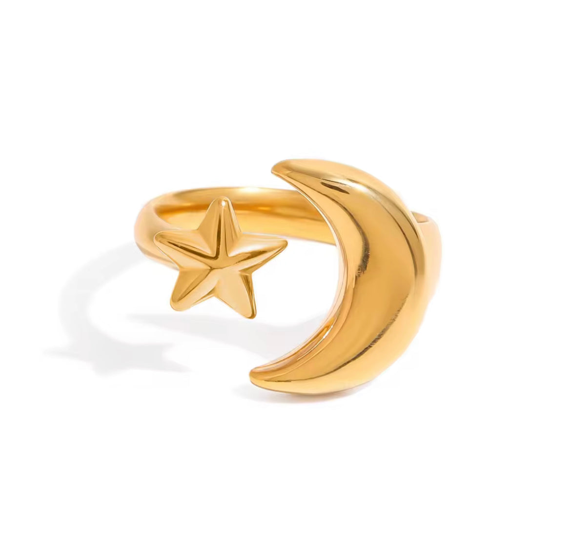 Celeste moon and star ring