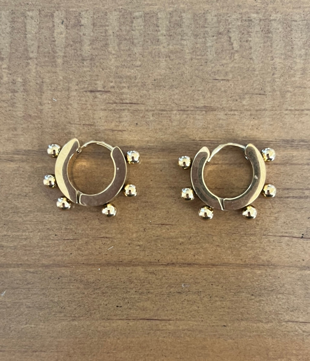 Mini studded gold hoops