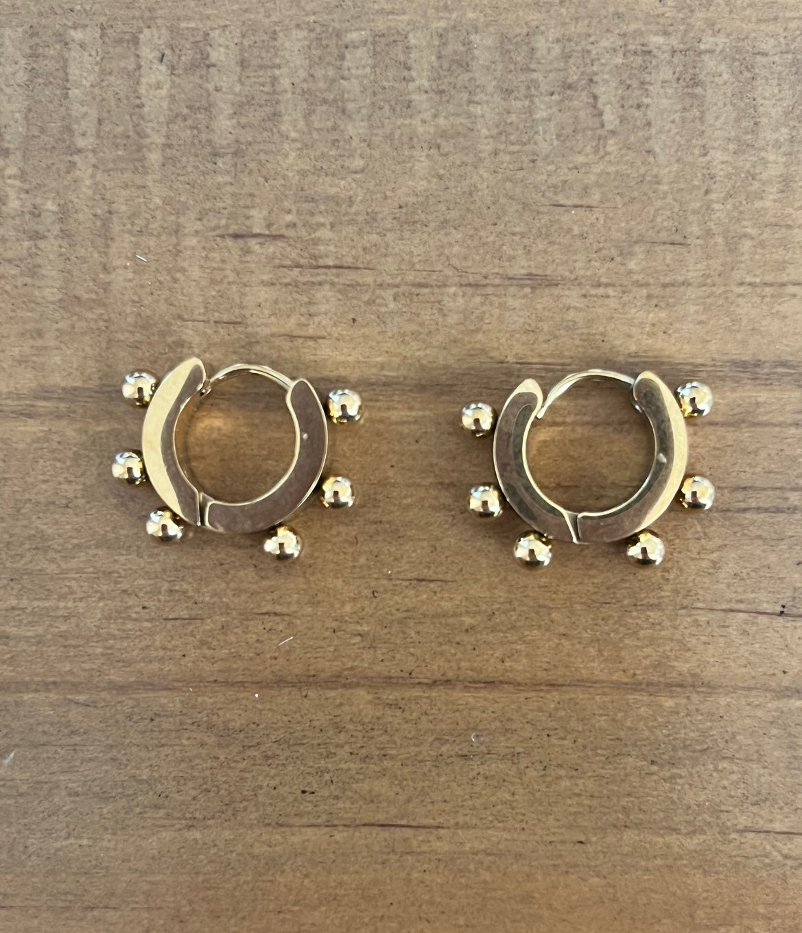 Mini studded gold hoops