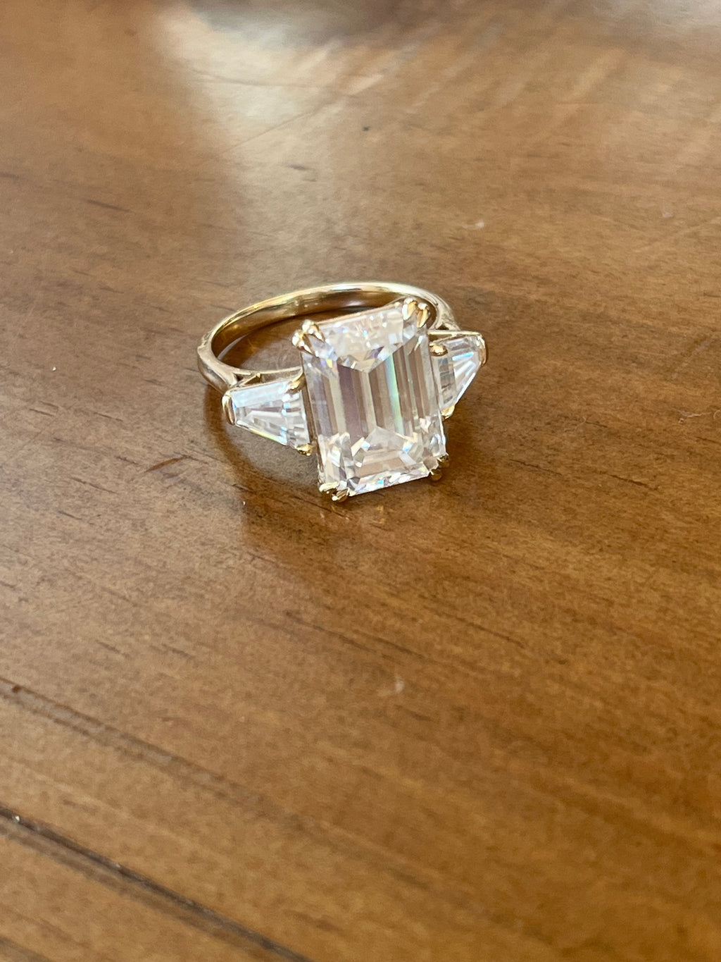 8 carat emerald cut engagement ring, 14k gold