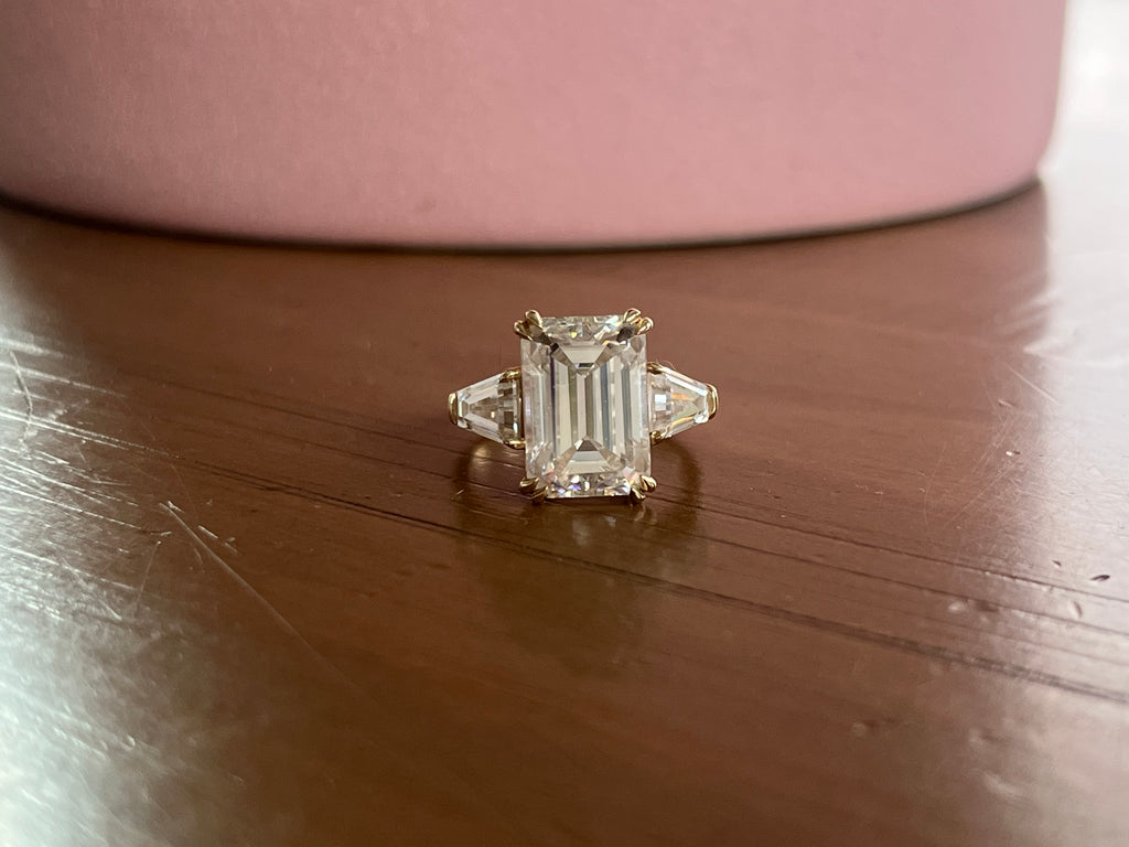 8 carat emerald cut engagement ring, 14k gold