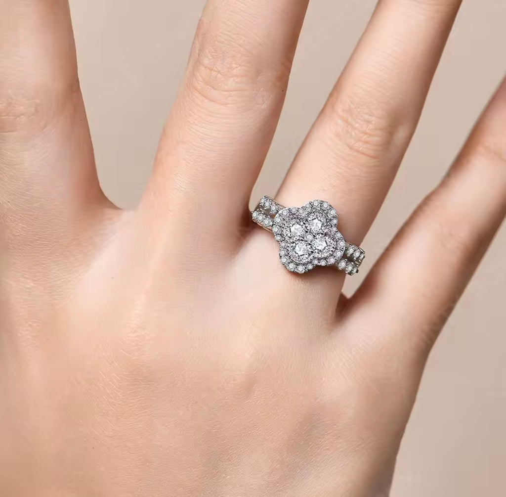Moissanite Clover Ring