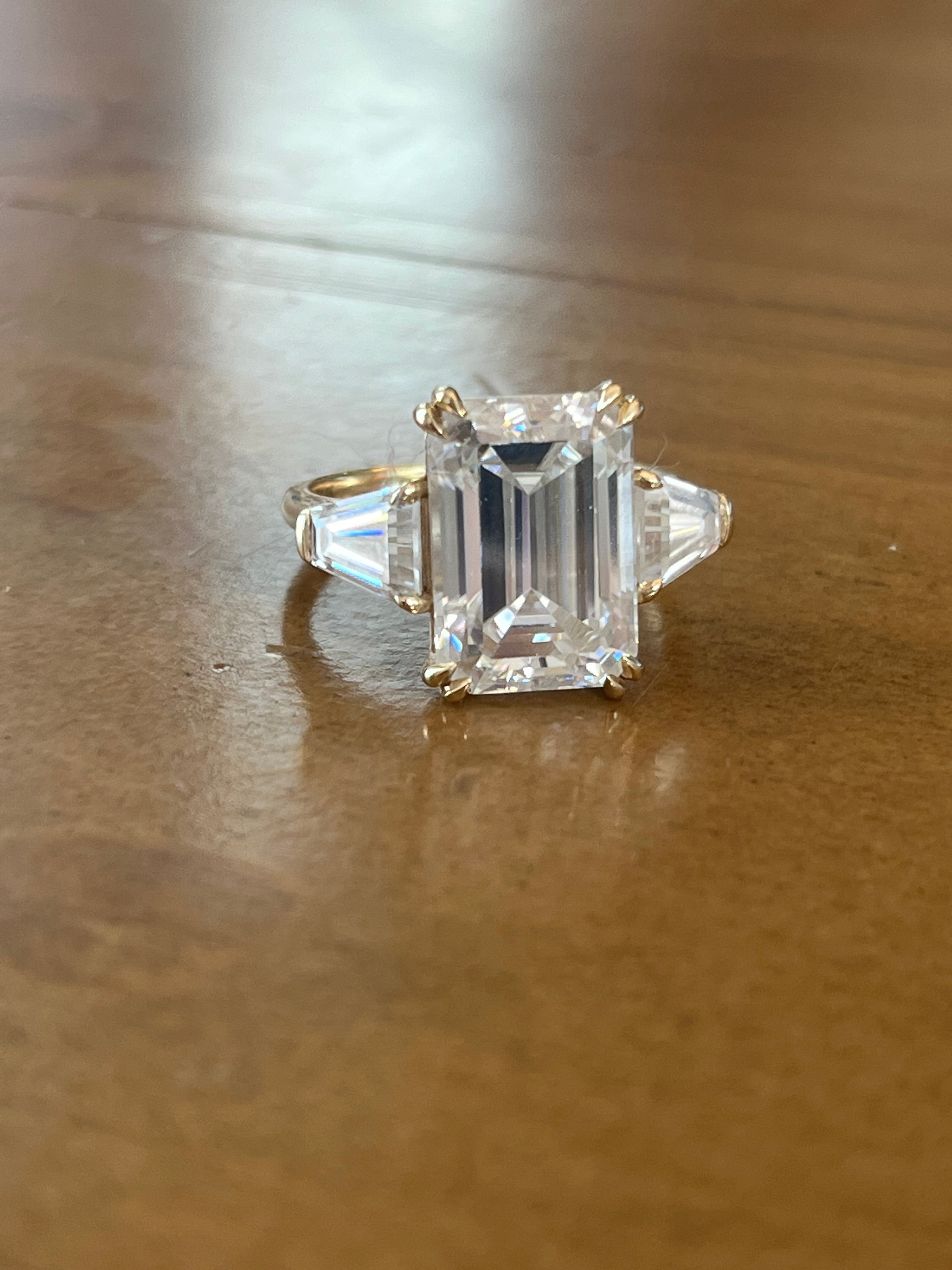 8 carat emerald cut engagement ring, 14k gold