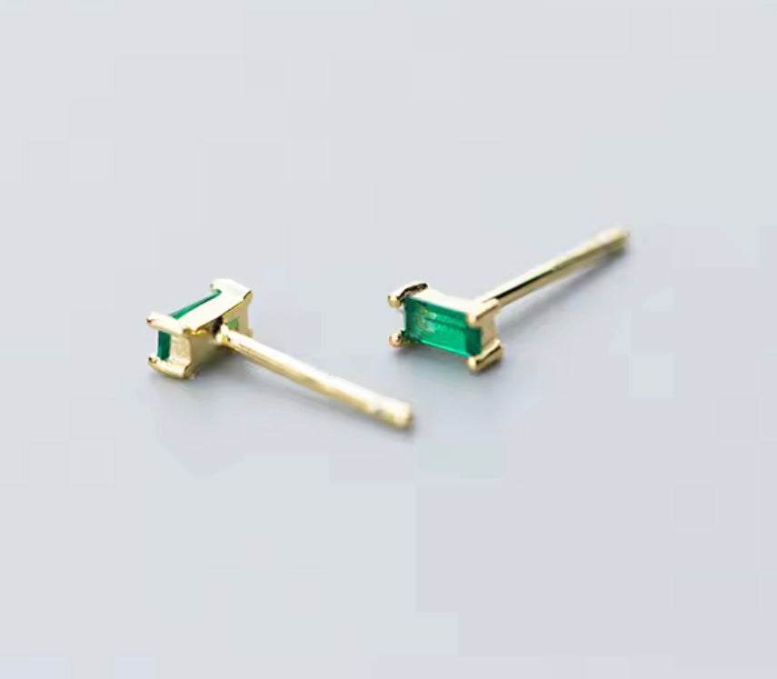 Emerald colored stud earrings