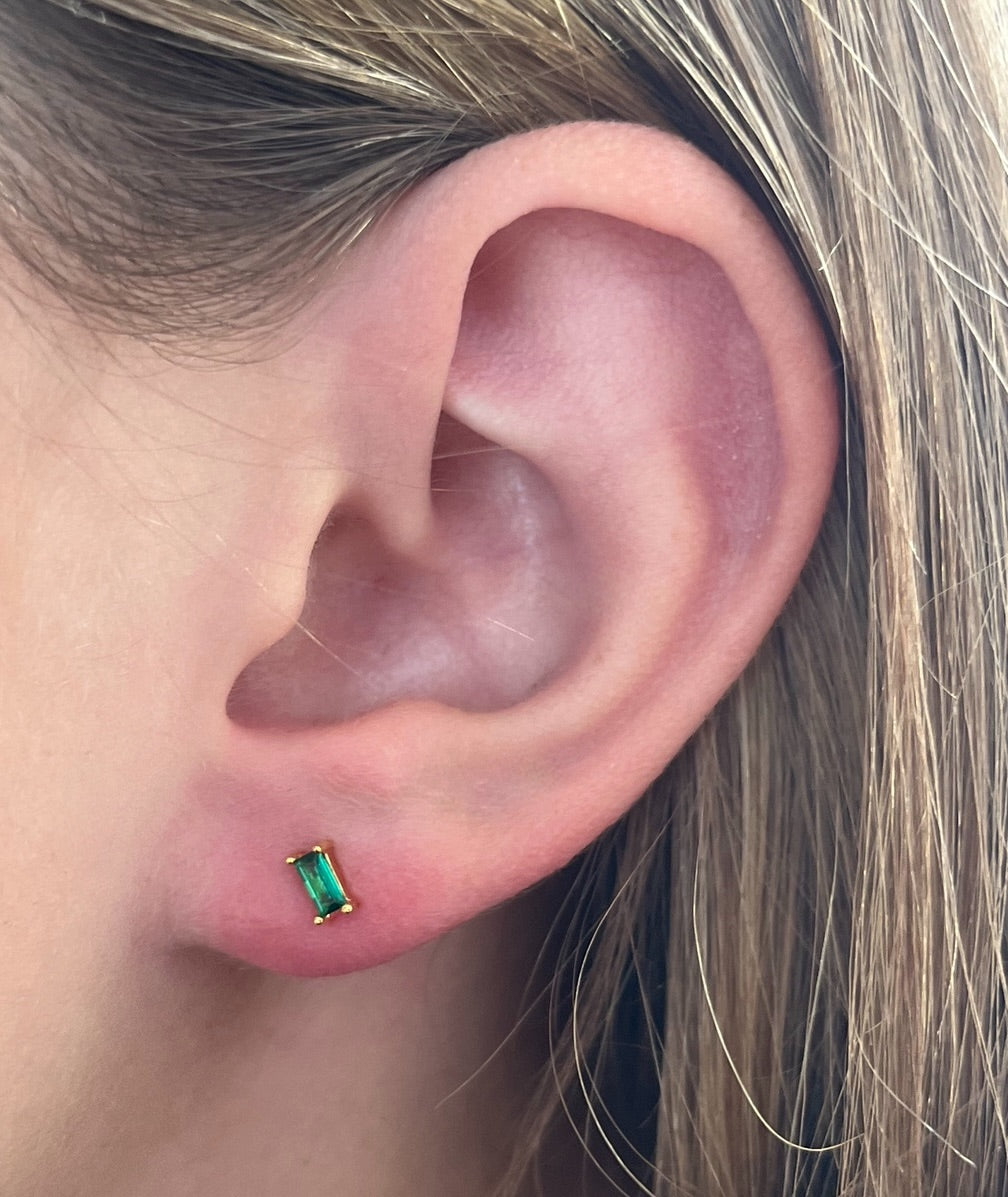 Emerald colored stud earrings